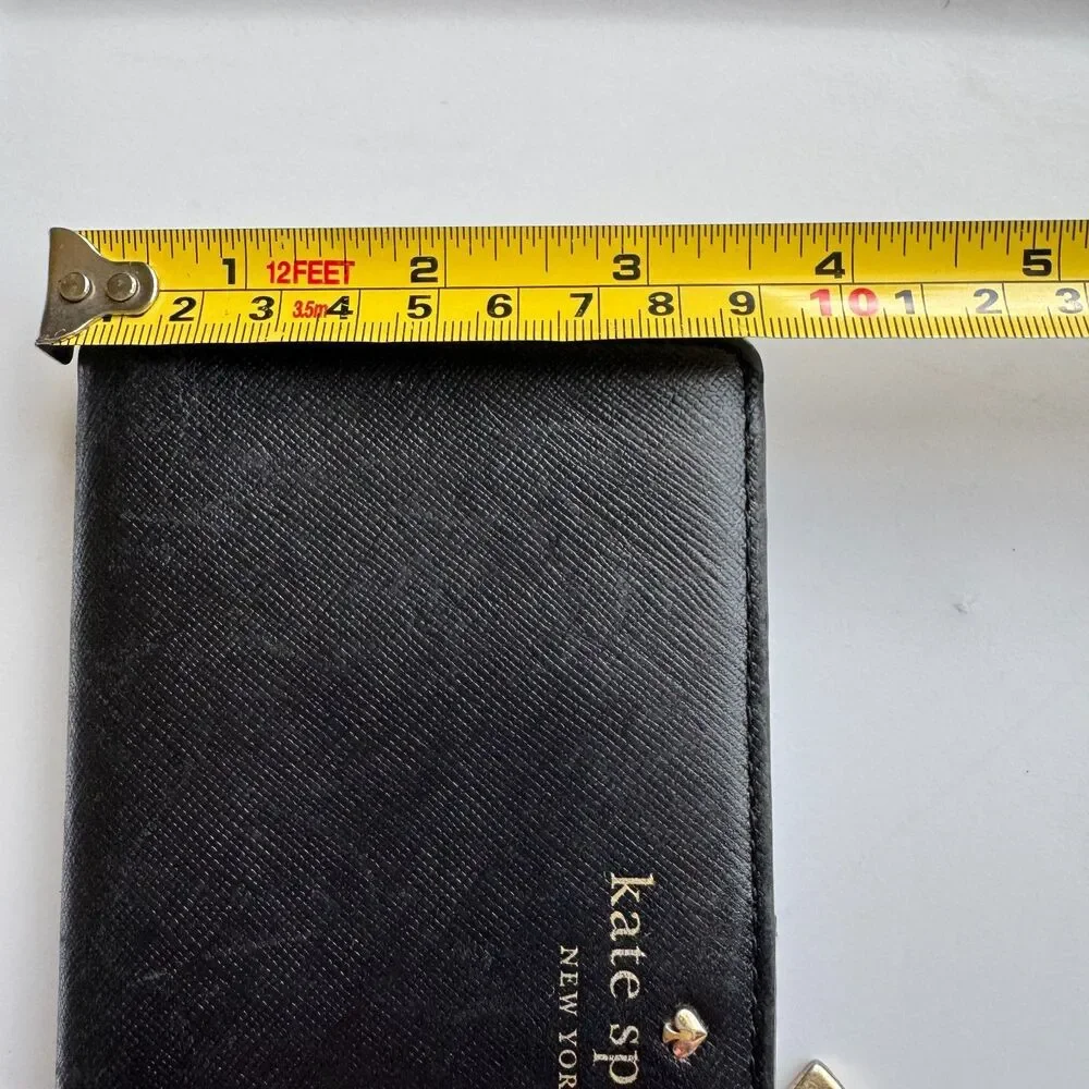 Kate Spade New York Large Slim Bifold Black Saffiano Leather Gold Hardware